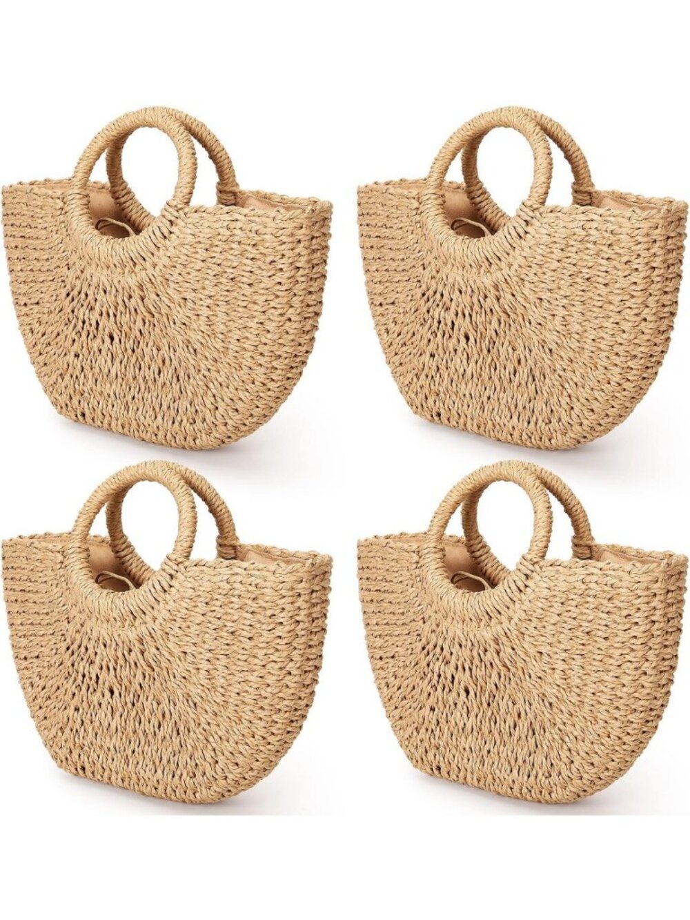 Chic 4-Piece Straw Bag Set for Women | Stylish Beach & Everyday Tote Bags